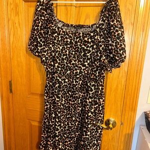 Who What Wear Leopard Print Midi Dress